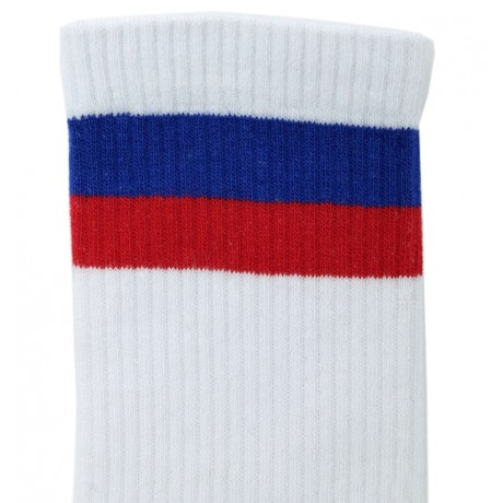 Носки высокие белые с синим и красным 3 пары