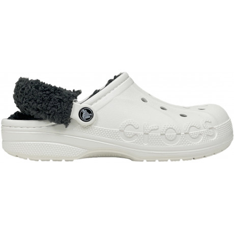 Crocs Baya Lined Fuzz Clog Утепленные Белые с темно-серым