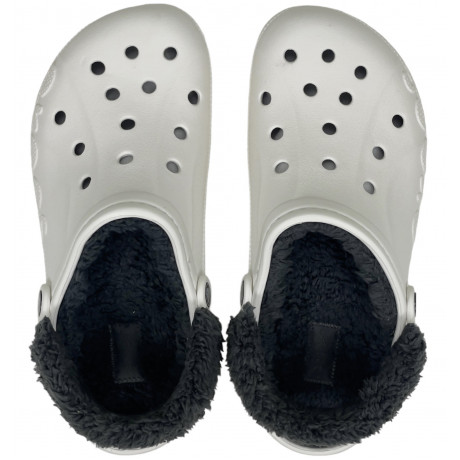 Crocs Baya Lined Fuzz Clog Утепленные Белые с темно-серым