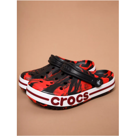 Crocs Bayaband Red Black Printed Красные