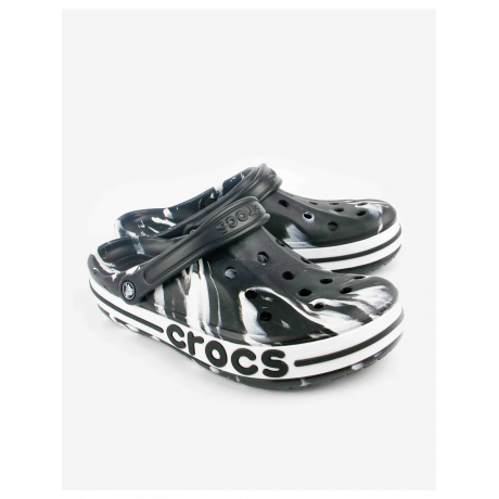 Crocs Bayaband White Black Printed Белые