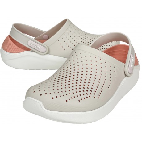 Crocs LiteRide Clog кремовые с розовым