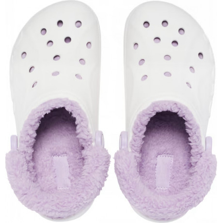 Crocs Baya Lined Fuzz Clog Утепленные Белые с лавандовым