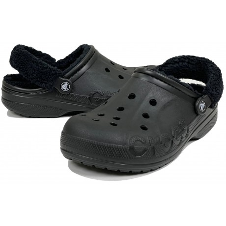 Crocs Baya Lined Fuzz Clog Утепленные Черные