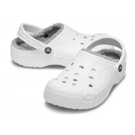 Crocs Baya Lined Clog Утепленные Белые с серым